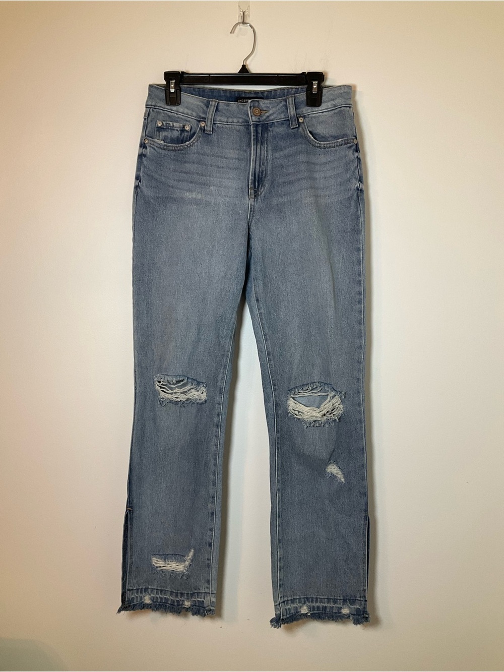 Sincerely Jules Distressed Straight Leg Jeans Light Wash Size 27